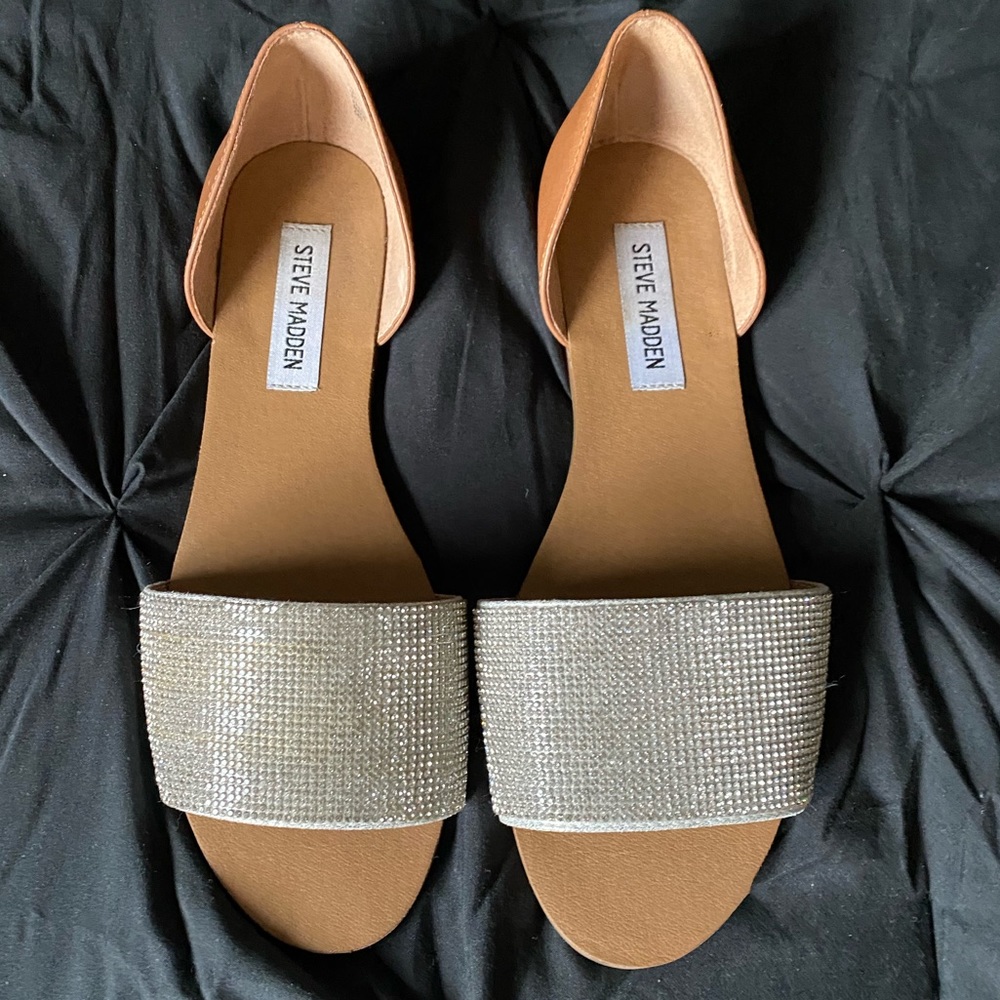 Steve Madden Open Toe Glitter Flats